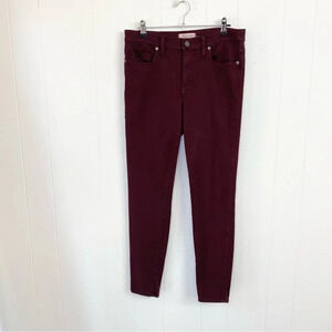 Madewell Jeans Size 30 Burgundy Red 9" High Rise Skinny Cotton Blend Jeans